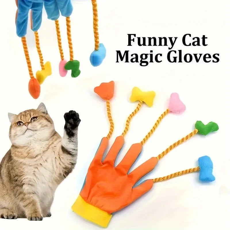 Yellow and blue plush cat toy with jingle bell and 40cm nylon cord trailer