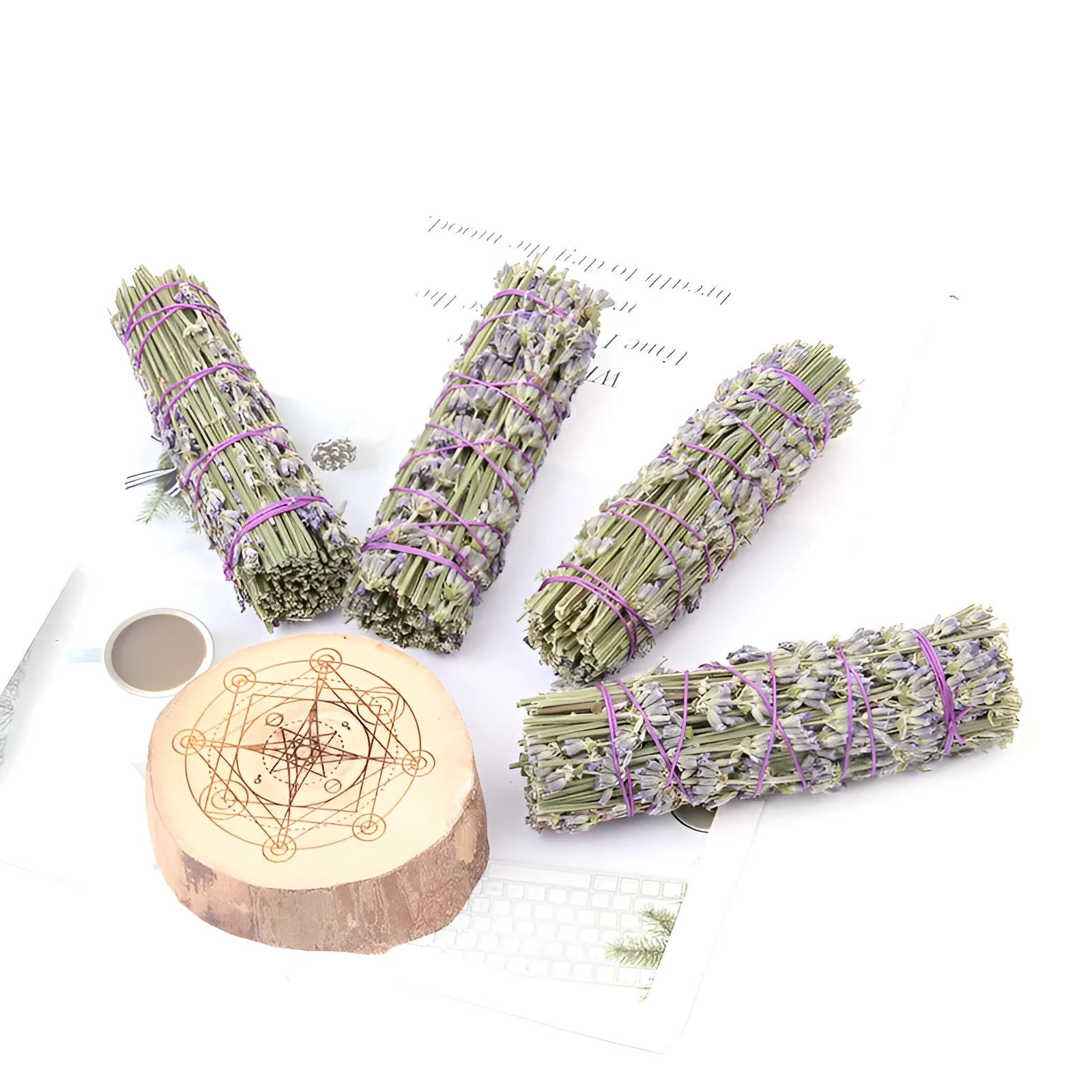 Natural dried flower aromatherapy stick with lavender fragrance measuring 4 inches long