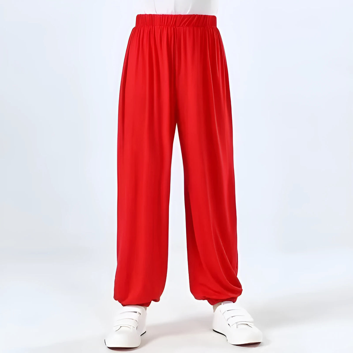 Black children's high elasticity Lycra practice pants for Sanda martial arts.