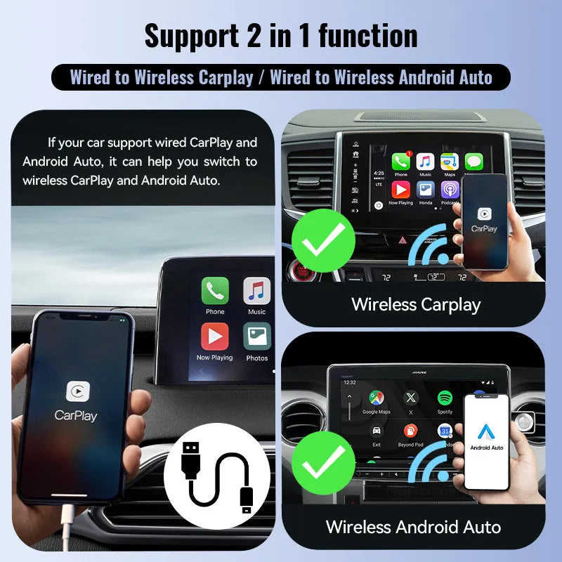 Black mini CarPlay USB interface adapter measuring 26mm × 55mm × 13mm