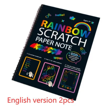 Children's large scratch art paper with scraper tool revealing colourful puzzle design
