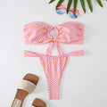 Women's floral print tube top bikini set with bra and briefs in backless design