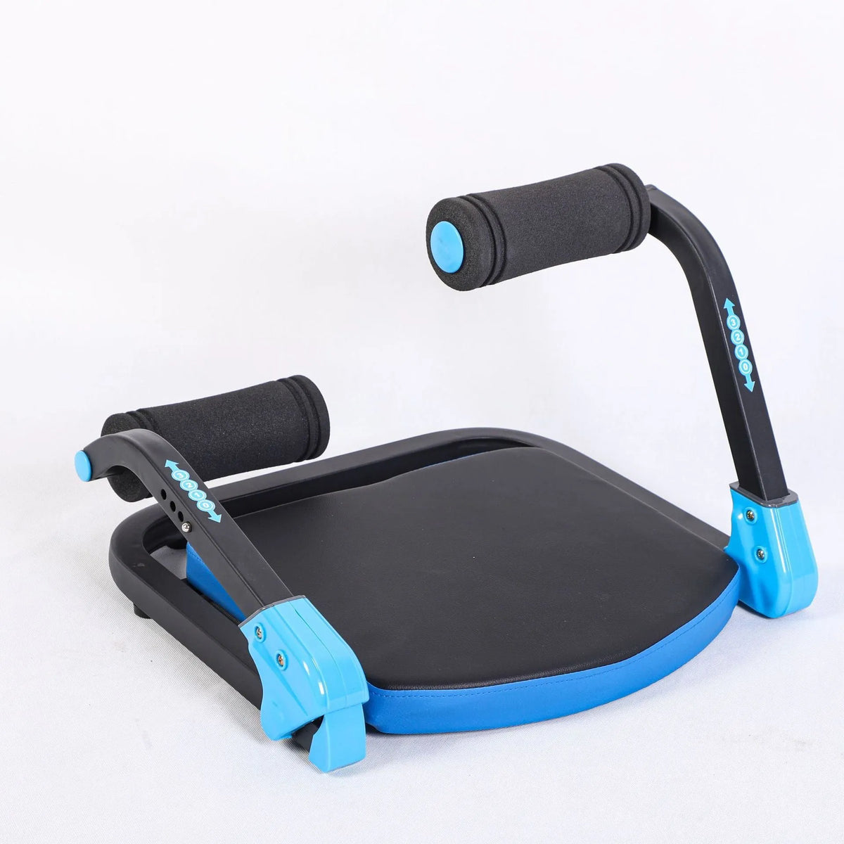 Mini abdominal fitness device in sky blue and red colours for home and office workouts