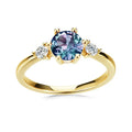 Women's colour changing stone ring in S925 silver or copper, sizes 6-8, with 3.0mm and 6.5mm Alexander Stone