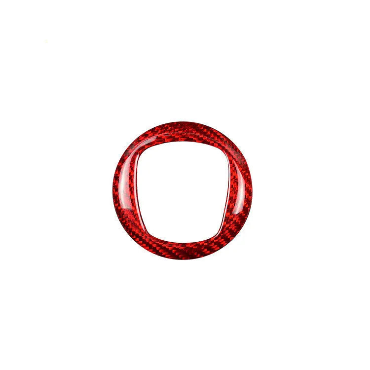 Carbon fibre steering wheel decorative sticker frame in black or red for car interior customisation