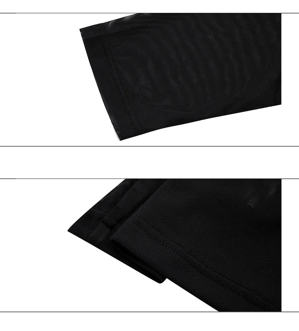 Black and white niche mesh ice-feeling slim bottoming shirt with long sleeves in sizes S to XL