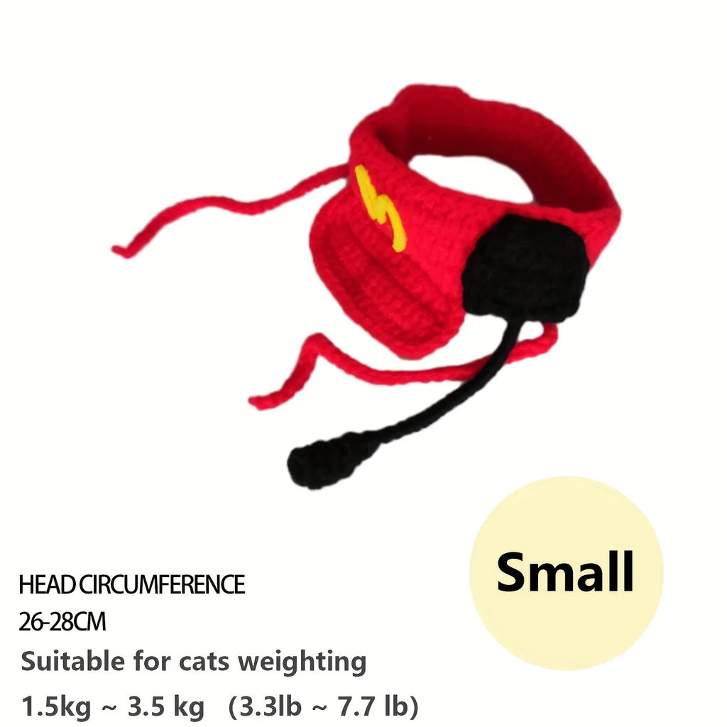 Handmade chef hat and knitted sweater costume for small to medium cat or dog
