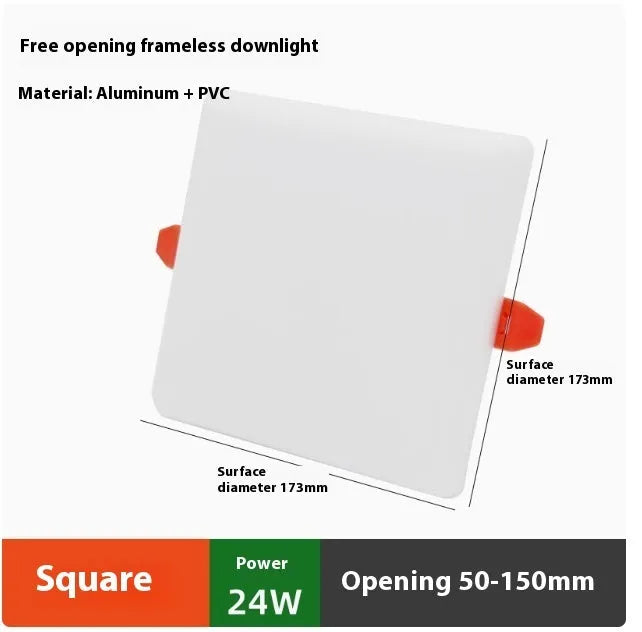 Ultra-thin aluminium LED panel ceiling light showing circle and square shape options