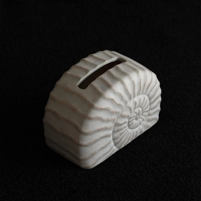 Resin tissue box cover with conch shell decoration in modern simple style