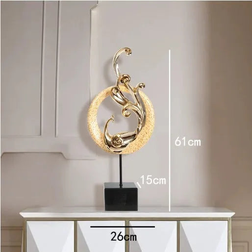 Light luxury synthetic resin phoenix ornament in rose gold silver or red european style craft