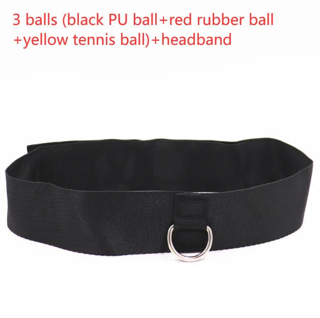 Head-mounted boxing reaction training ball set with adjustable headbands and multiple coloured balls