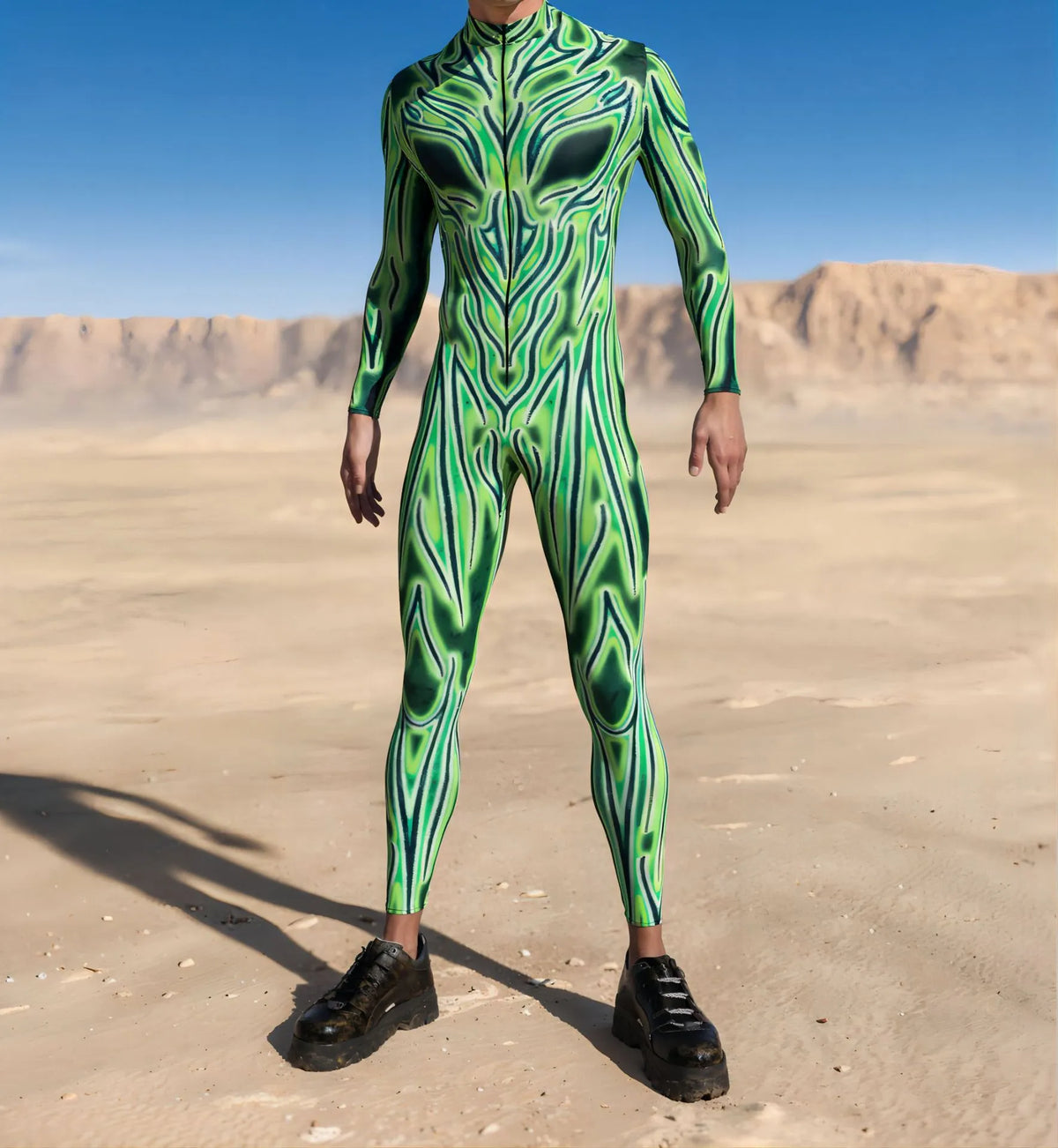 Adult 3D digital print cosplay jumpsuit in stretch spandex, one-piece Halloween costume, sizes S to 4XL