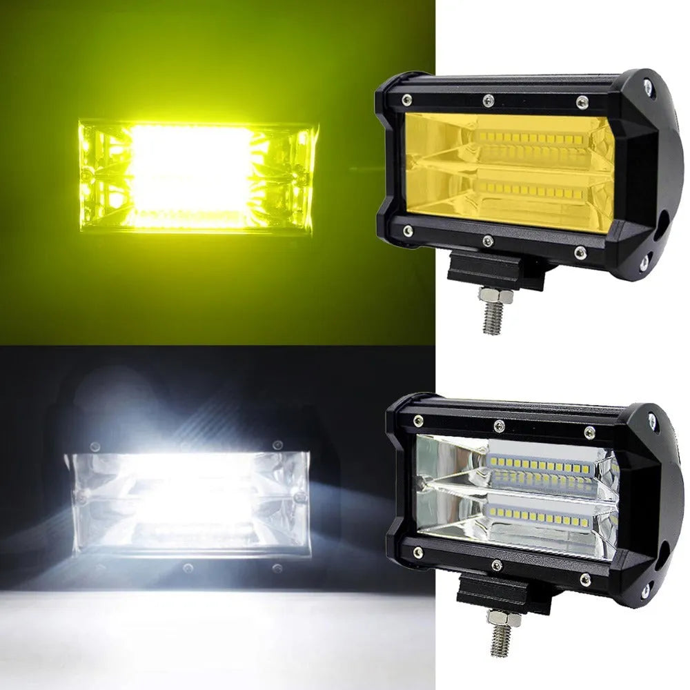 Black 5-inch LED work light with aluminium alloy housing and bracket mount for off-road vehicles