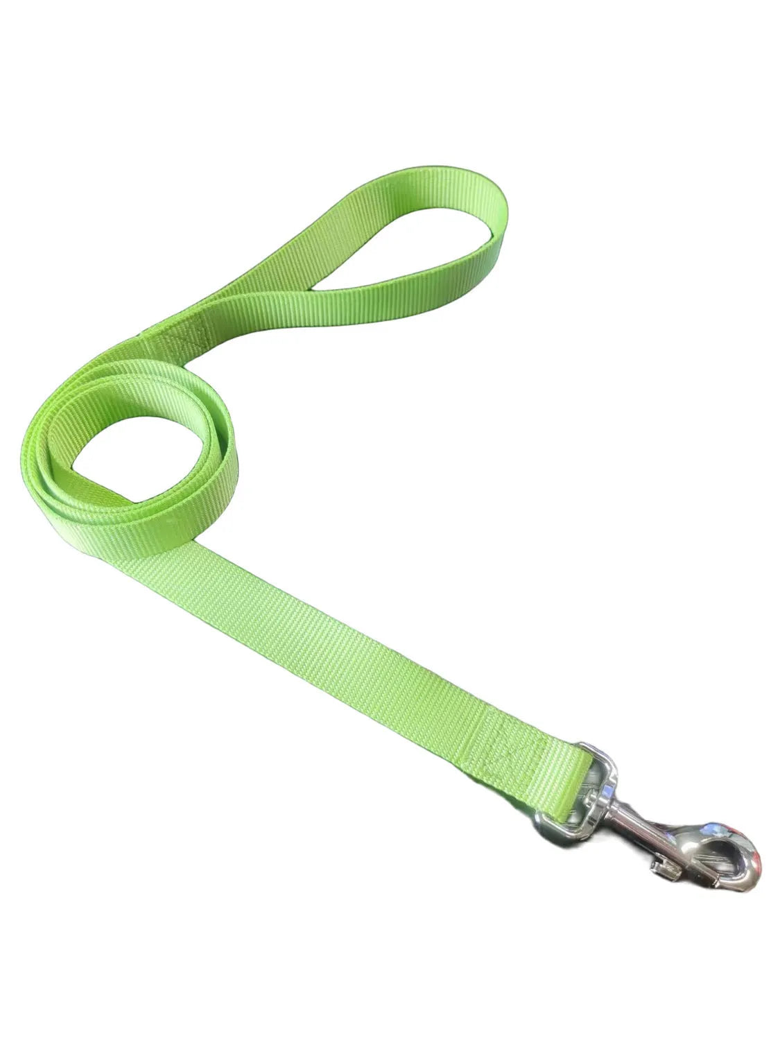 Solid colour nylon dog lead rope in blue, shown with a 120cm length and a hand holding it.