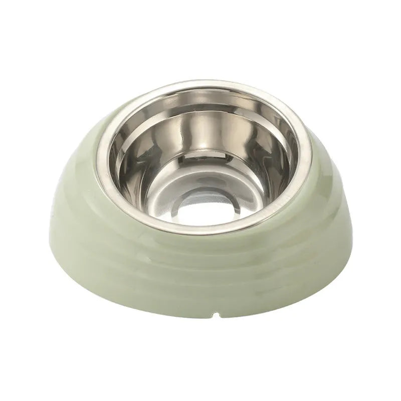 Stainless steel cat bowl with plastic coating in beige colour