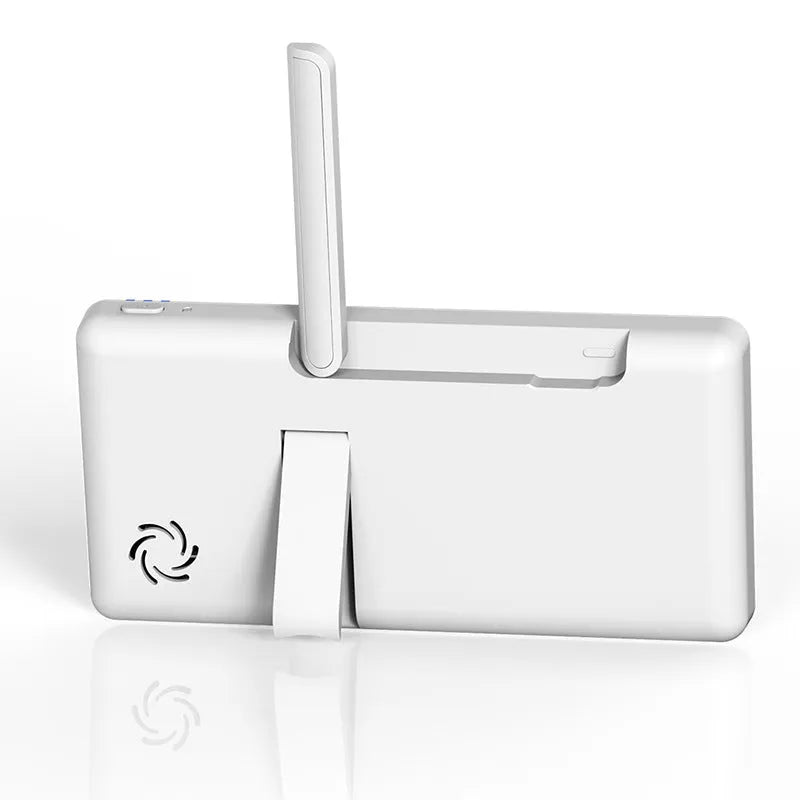 White baby monitor with 5-inch HD screen showing baby monitoring display