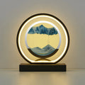 Hourglass sand painting table lamp with wrought iron and PMMA body, 240mm diameter, 250mm height, black or white finish