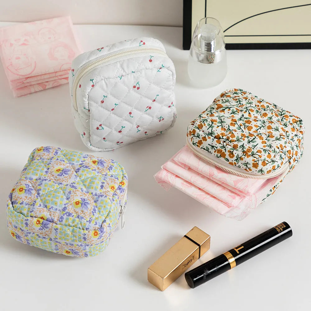 Women's polyester key storage bag with floral pattern in multiple colour options