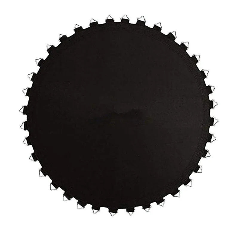 Large round trampoline elastic fabric bungee accessory with button fasteners on a white background.