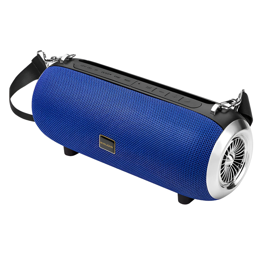 F666 portable Bluetooth speaker with fabric exterior and shoulder strap in multiple colours