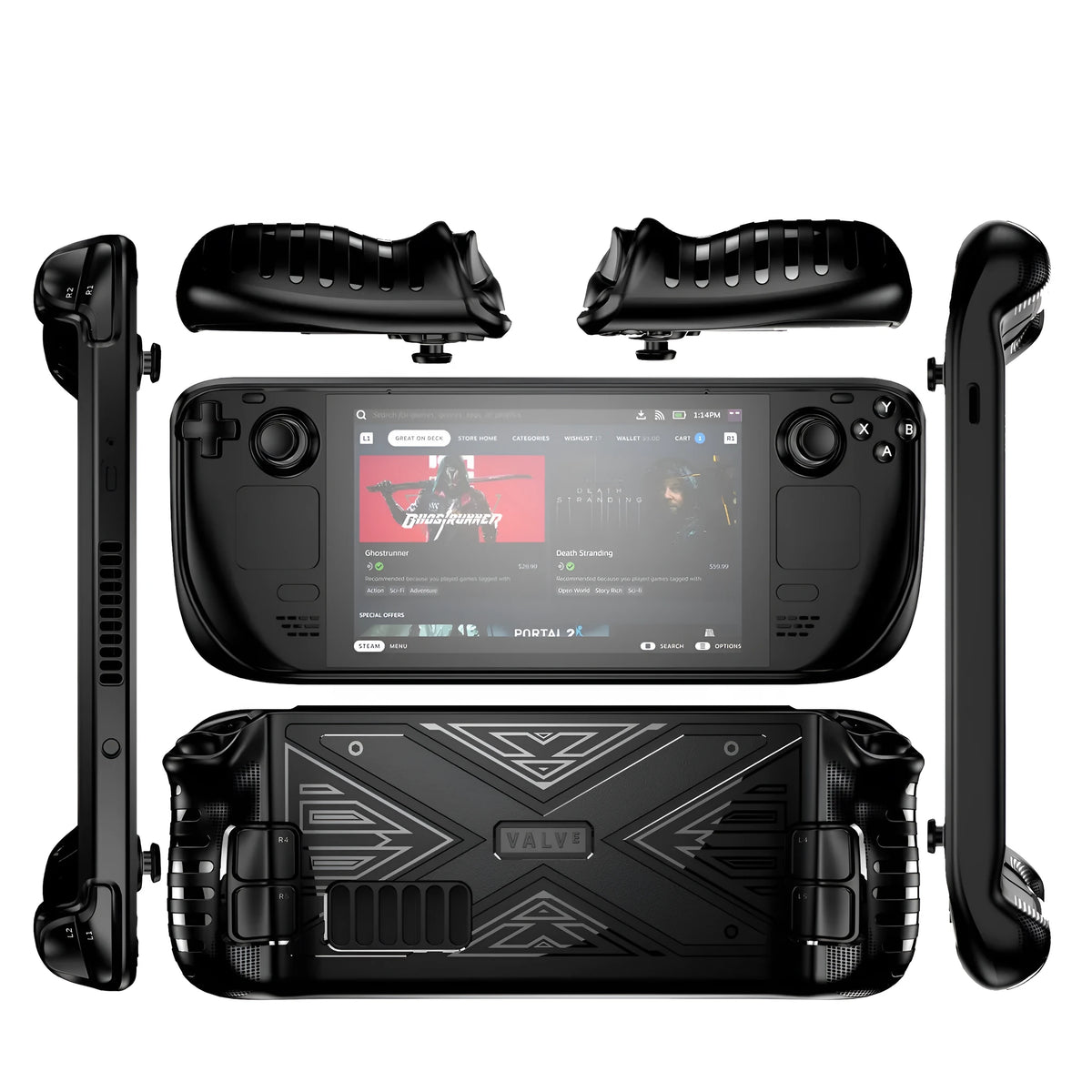 Silicone protective case for handheld gaming consoles in red, blue, and black colour options