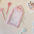 Cartoon PVC card holder with strawberry or four-leaf clover design for meal cards and ID badges