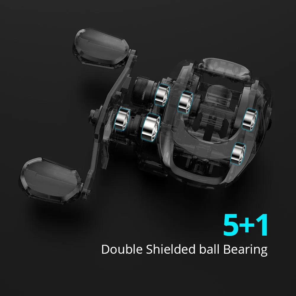Drip wheel fishing reel kit with rod and line showing left and right hand wheel options