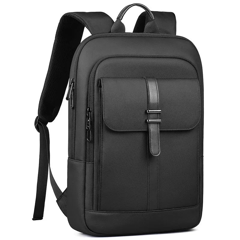 Black lightweight Oxford cloth backpack with urban simplicity design for business commuting