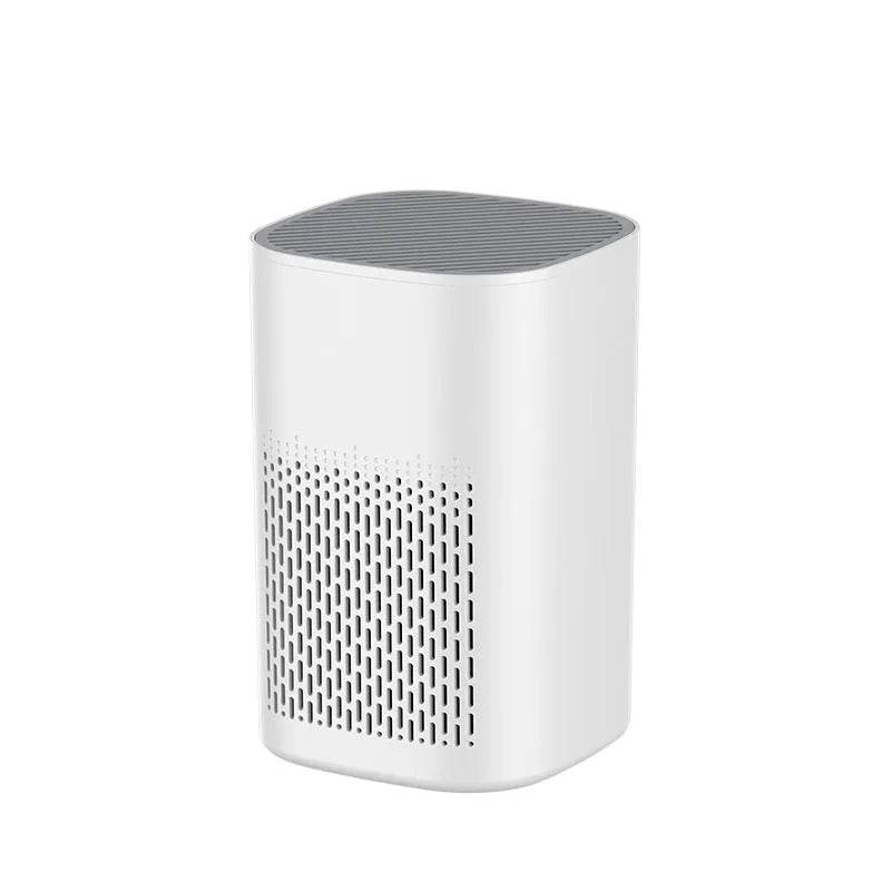 Simple style desktop air purifier with USB port for odour and PM2.5 removal.