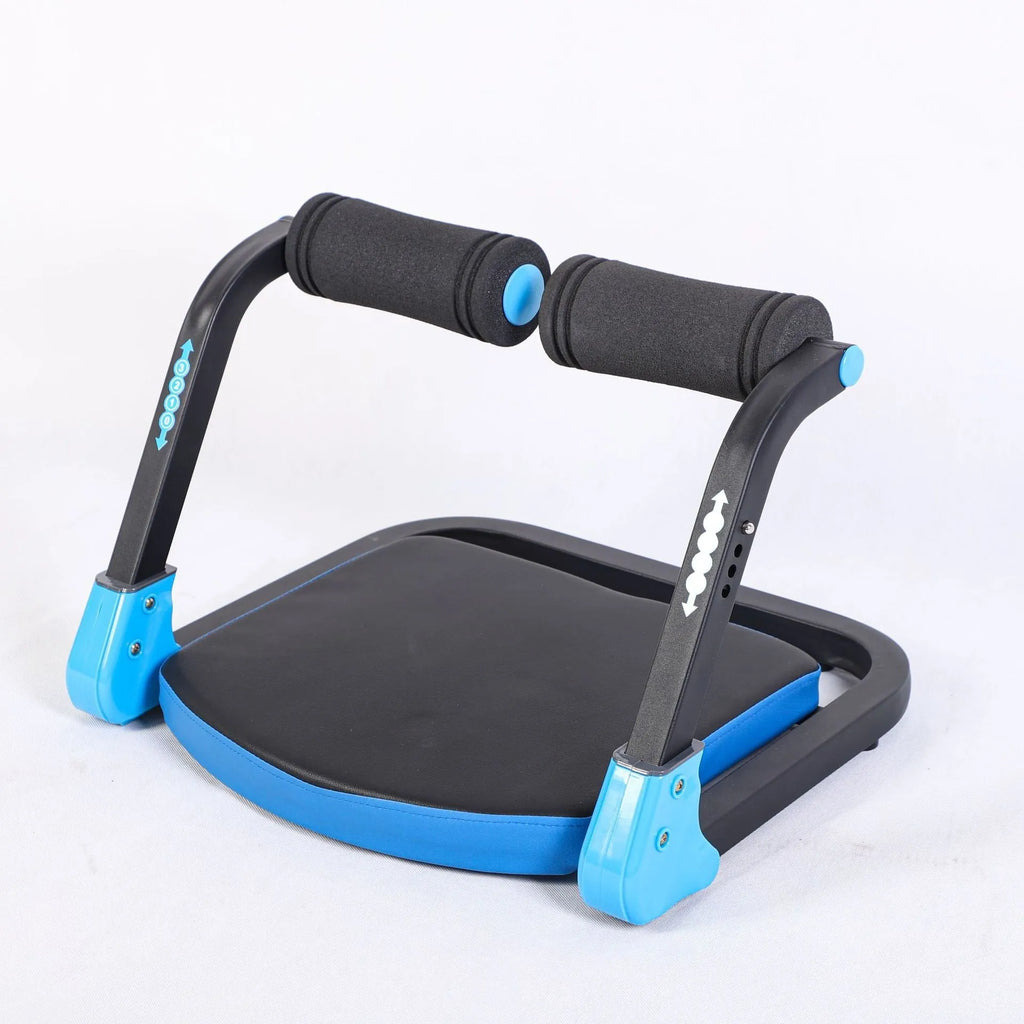 Mini abdominal fitness device in sky blue and red colours for home and office workouts