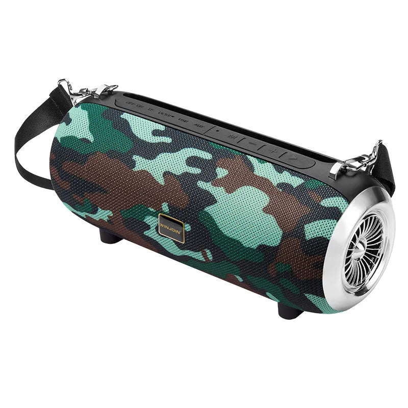 F666 portable Bluetooth speaker with fabric exterior and shoulder strap in multiple colours