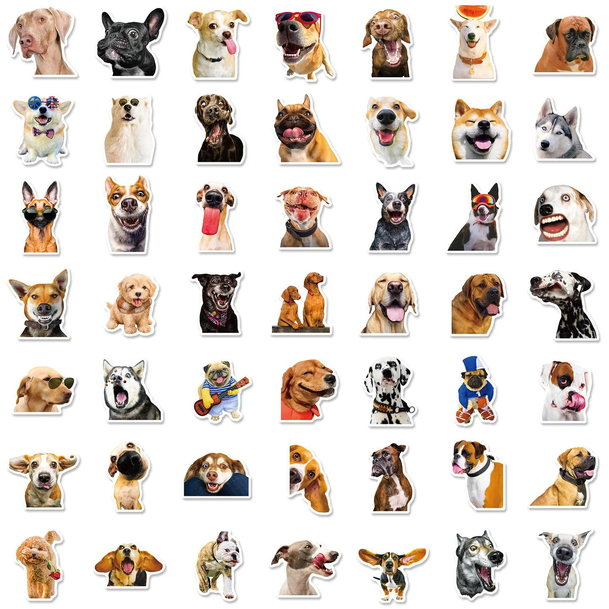 Nordic style realistic dog facial expression sticker pack containing 100 individual sheets