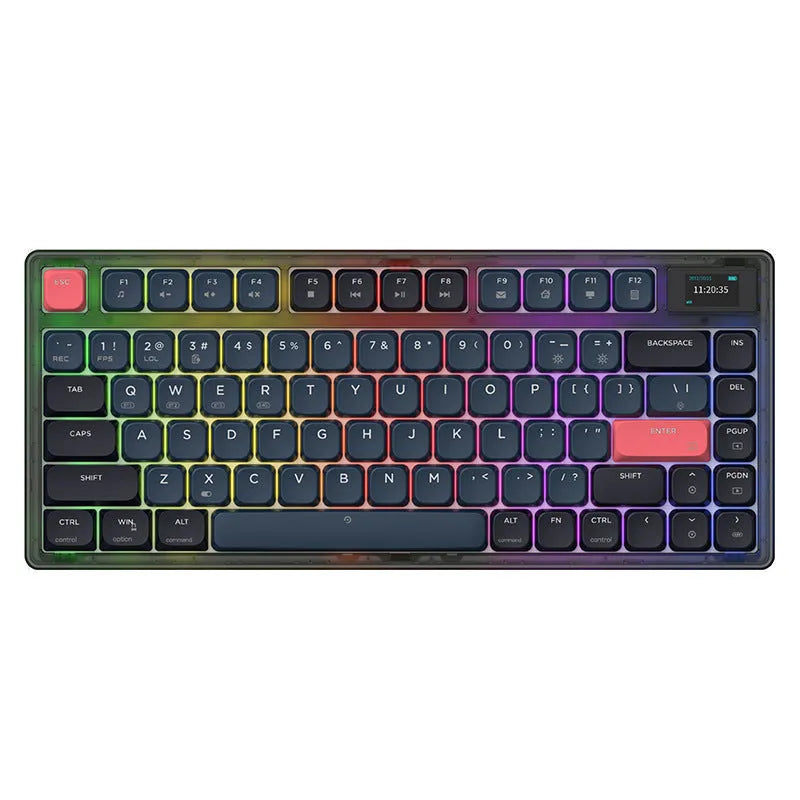 AJAZZ AK832PRO three-mode mechanical keyboard with colour screen, shown in green colourway.