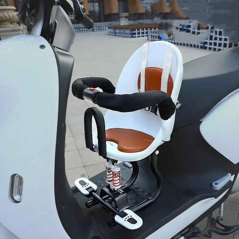 Front baby safety seat for scooter with black high carbon steel frame