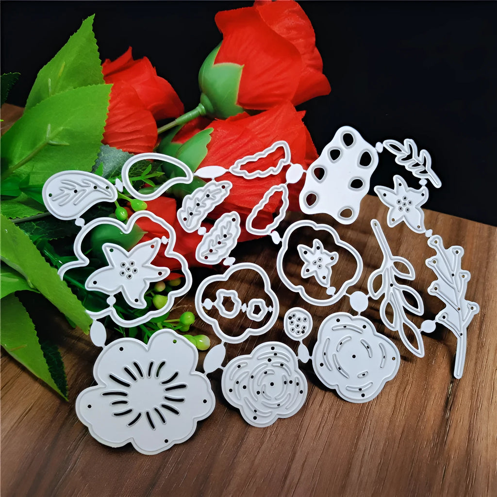 Silver carbon steel flower cutting mould for paper crafts measuring 14.3 by 9.9 centimetres