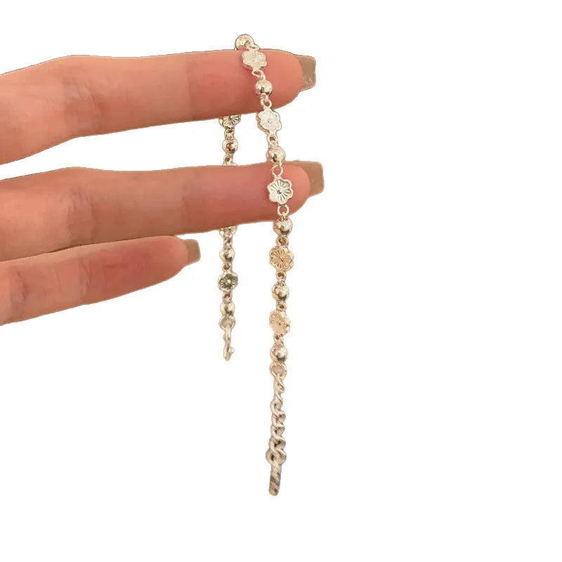 Women's peach heart chain bracelet with butterfly and rose details, alloy, geometric natural style