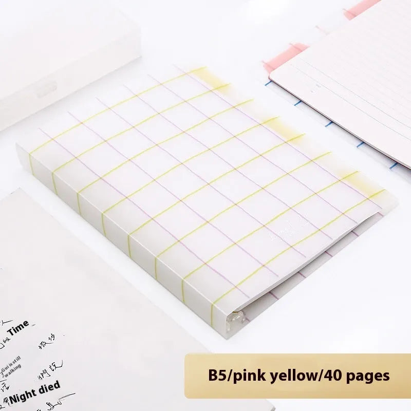 Refillable B5 spiral notebook with coloured PP cover and loose-leaf paper