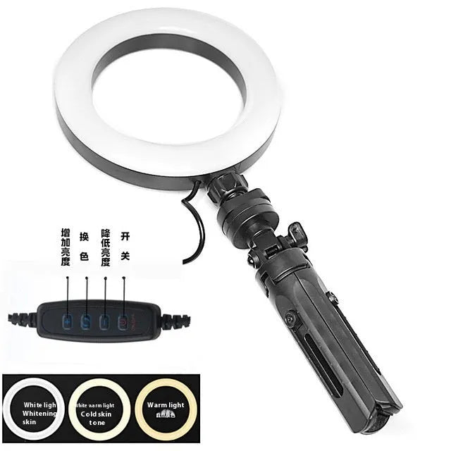 Black neutral style desktop mobile phone fill light bracket and tripod kit for live streaming