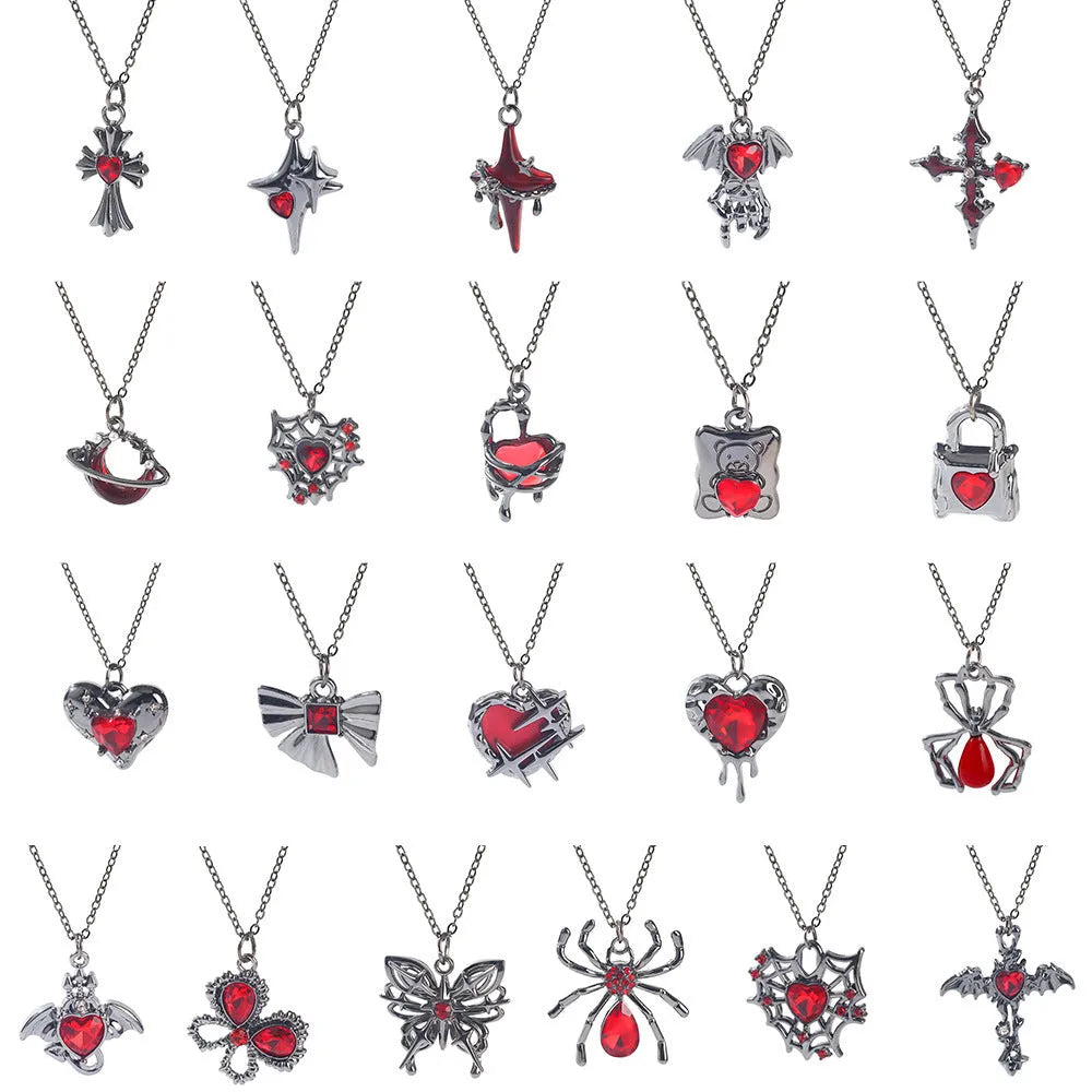 Zinc alloy Halloween necklace with spider bat pendant on a 45cm chain