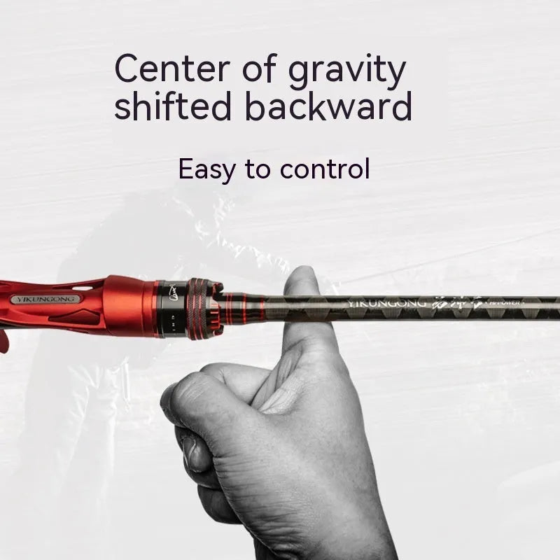 Carbon straight handle and pikestaff style fishing rod for light lure casting in 2.1m and 2.4m lengths
