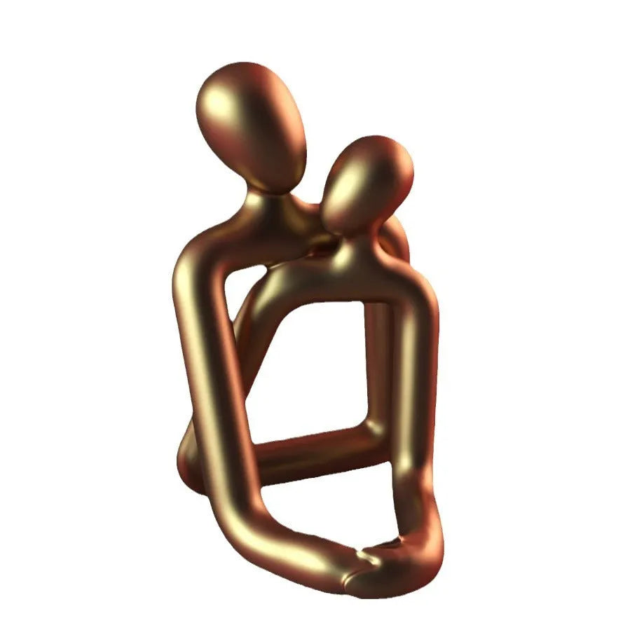 Modern resin couple sculpture in milky white or gold finish for bookshelf and desk decor