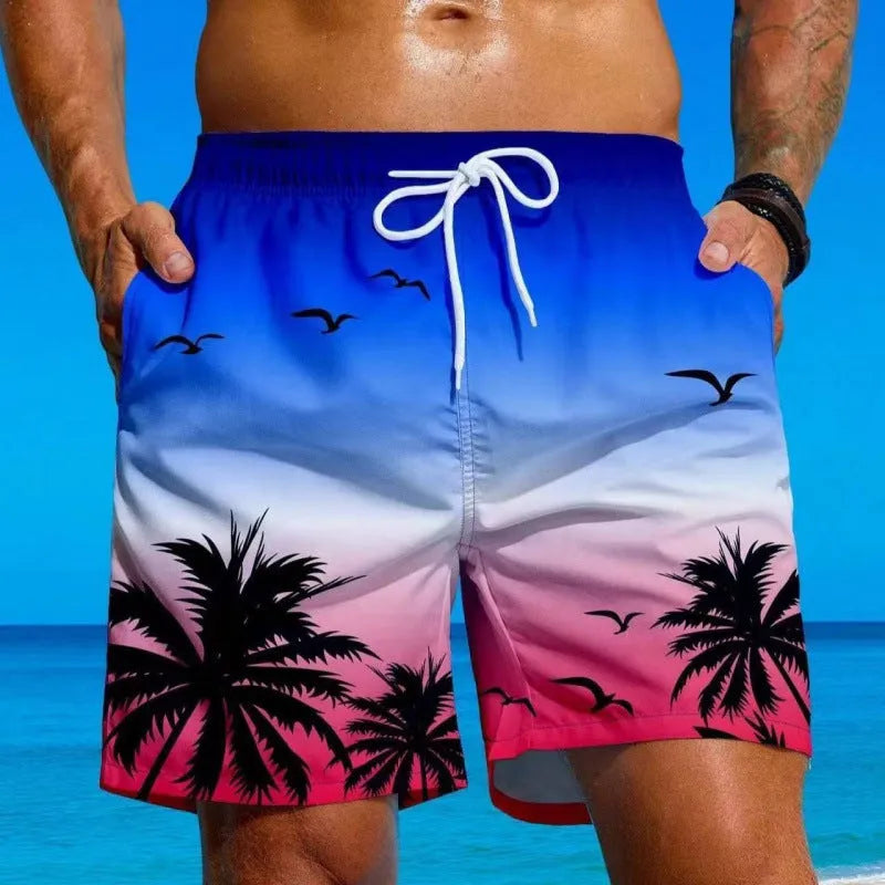 Man wearing loose ethnic-style swimming trunks in a solid colour, showing the shorts length and elastic waistband.