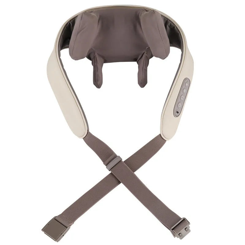 Creamy white rechargeable shoulder and neck massager with kneading nodes