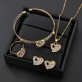 Women's gold colour alloy jewellery set with earrings, pendant and adjustable chain