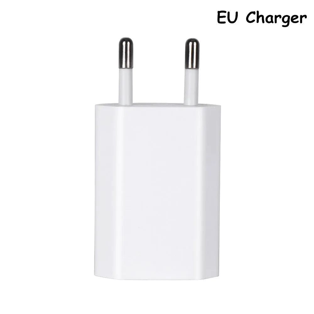 5V 2A USB travel charger compatible with iPhone and iPad models with multiple cable length options