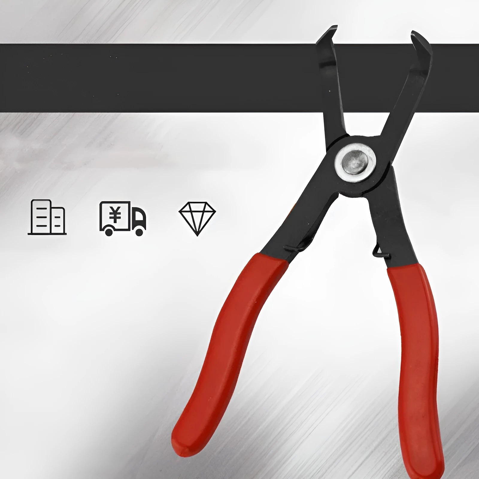 Red round nail removal pliers with PVC handles for interior panel and door nail extraction