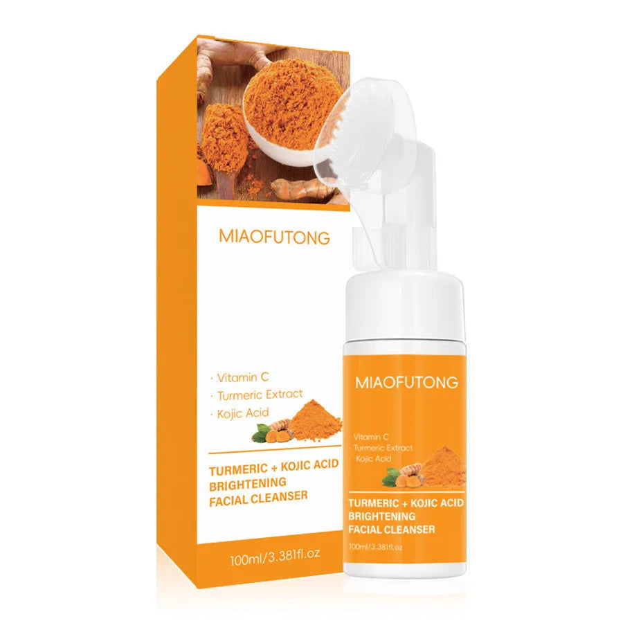 Turmeric cleansing mousse facial care kit with 30 pads, ginger soap, and turmeric products