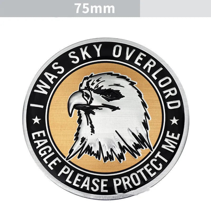 Aluminium car sticker showing metallic animal design options including circular and traditional patterns