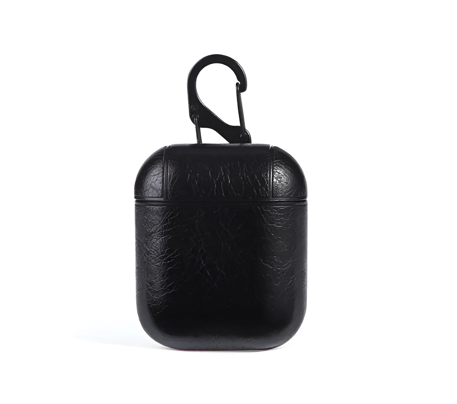 Genuine leather protective case sleeve for Apple Airpods charging case in black, brown, light brown, and red.