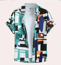 Men's camouflage print cardigan-style t-shirt with short sleeves and loose fit